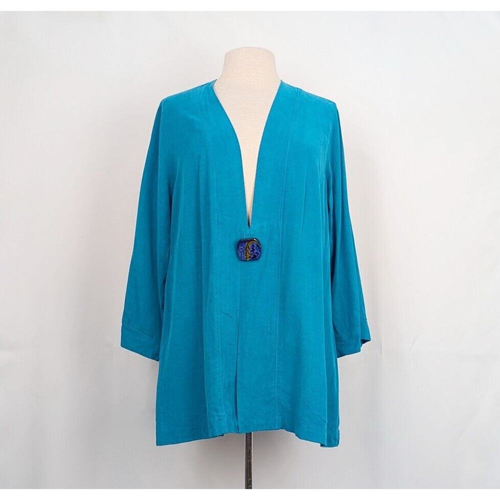 PalaPala Jacket Turquoise Blue Tencel Blend Artsy Misses Size M L
